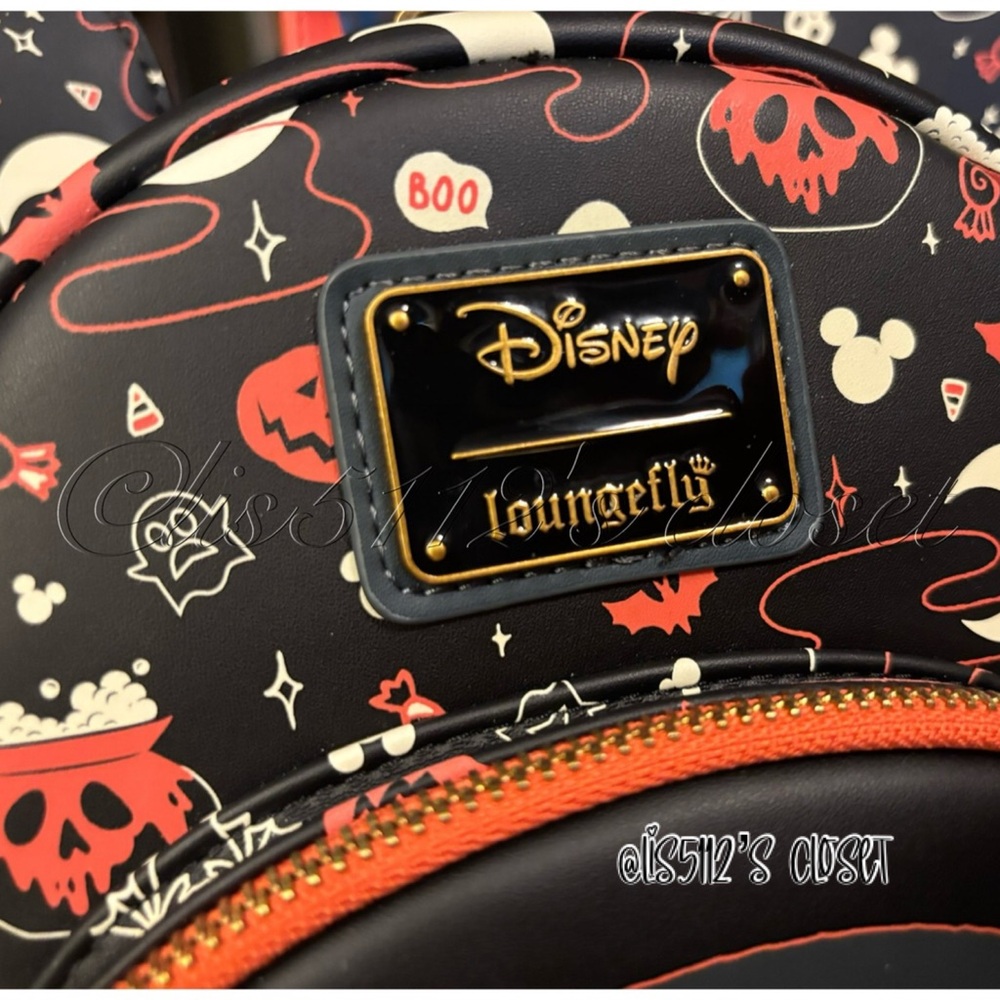 Loungefly x Disney Mickey & Minnie Halloween Ears Glow-in-the-Dark Mini Backpack - Picture 9 of 16